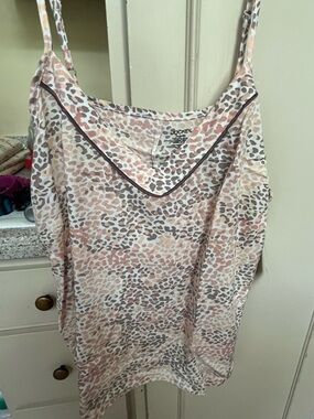 Jockey Pink and Gray Leopard-Print Cami with Contrast Piping